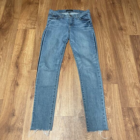 Flying Monkey Denim - Flying Monkey Women Light Wash Crop Skinny Jeans Size 26 #L9344 Raw Hem Stretch